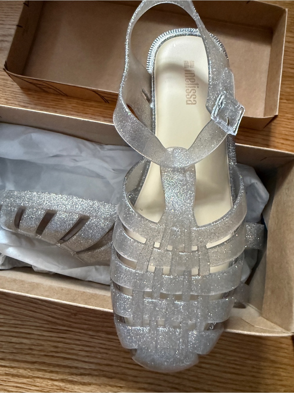 NEW in box Women's Sz 8 Melissa glitter jelly sandal